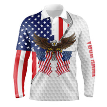 Load image into Gallery viewer, American flag Eagle white Mens golf polo shirts custom golf clubs patriotic golf shirt for women NQS5719