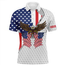 Load image into Gallery viewer, American flag Eagle white Mens golf polo shirts custom golf clubs patriotic golf shirt for women NQS5719