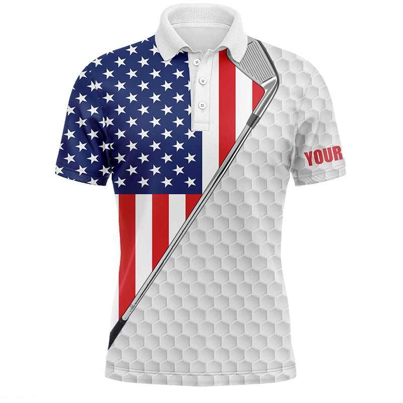 American flag white Mens golf polo shirts custom name golf clubs patriotic team golf shirt for mens NQS5737