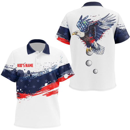 Red, white and blue American flag Kid golf polo shirts custom Eagle golf ball team Kid golf tops NQS7817