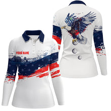 Load image into Gallery viewer, Red, white and blue American flag Women golf polo shirts custom Eagle golf ball team ladies golf tops NQS7817