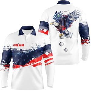 Red, white and blue American flag Mens golf polo shirts custom Eagle golf ball team mens golf tops NQS7817