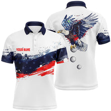 Load image into Gallery viewer, Red, white and blue American flag Mens golf polo shirts custom Eagle golf ball team mens golf tops NQS7817