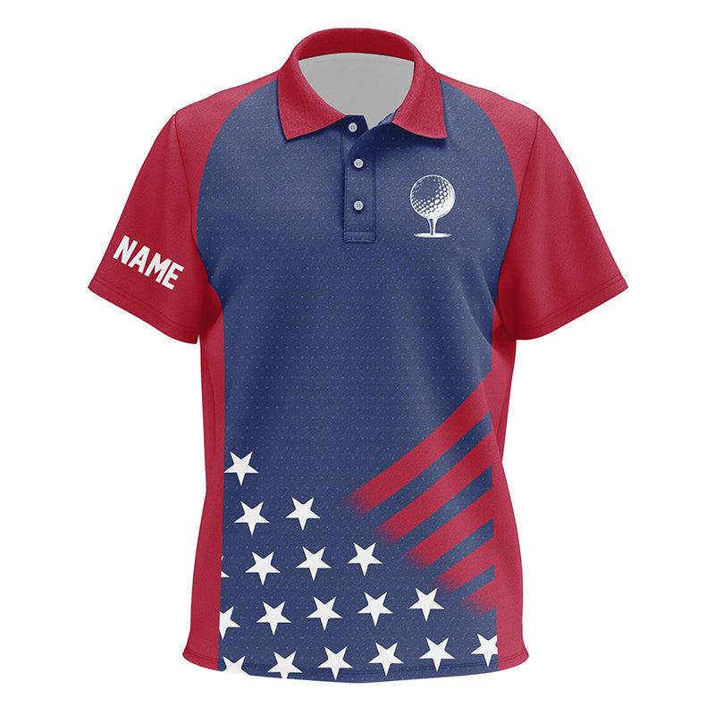 Red, white and blue American flag Kid golf polo shirts custom patriotic team golf tops for Kid NQS7819