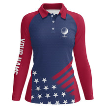 Load image into Gallery viewer, Red, white and blue American flag Women golf polo shirts custom patriotic team ladies golf tops NQS7819