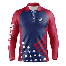 Load image into Gallery viewer, Red, white and blue American flag Mens golf polo shirts custom patriotic team golf tops for men NQS7819