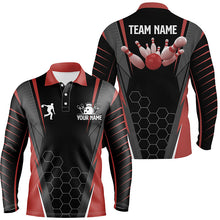 Load image into Gallery viewer, Black personalized bowling shirt for men – custom name design side view