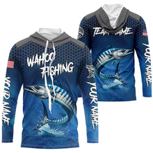 Load image into Gallery viewer, Blue camo Wahoo fishing Custom performance long sleeve team Wahoo fishing tournament shirts NQS8240