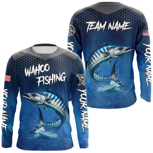 Blue camo Wahoo fishing Custom performance long sleeve team Wahoo fishing tournament shirts NQS8240