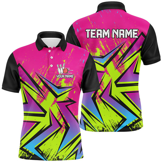 Colorful Bowling Polo, Quarter Zip Shirts For Men Custom Bowling Team Jersey, Gift For Bowlers NQS8921