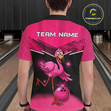 Load image into Gallery viewer, Funny Pink Flamingo Bowling Polo, 1/4 zip shirts for Men Custom Flamingo Team bowling outfit NQS11248