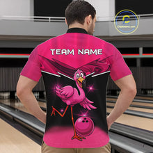 Load image into Gallery viewer, Funny Pink Flamingo Bowling Polo, 1/4 zip shirts for Men Custom Flamingo Team bowling outfit NQS11248