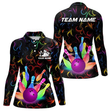 Load image into Gallery viewer, Colorful Neon Flame pattern Bowling Shirts For Women Custom Bowling Team Jerseys, Gift For Bowler NQS9374