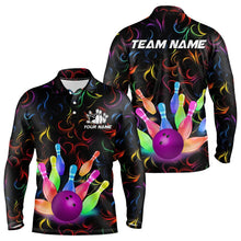 Load image into Gallery viewer, Colorful Neon Flame pattern Bowling Shirts For Men Custom Bowling Team Jerseys, Gift For Bowler NQS9374