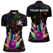 Load image into Gallery viewer, Colorful Neon Flame pattern Bowling Shirts For Women Custom Bowling Team Jerseys, Gift For Bowler NQS9374