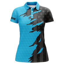 Load image into Gallery viewer, Personalized Womens golf polos shirt custom blue golf shirts black american flag ladies golf apparel NQS7459