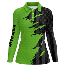 Load image into Gallery viewer, Personalized Womens golf polos shirt custom green golf shirts black american flag ladies golf apparel NQS7460