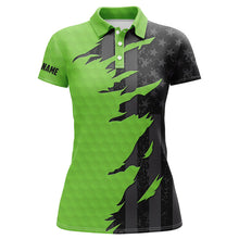 Load image into Gallery viewer, Personalized Womens golf polos shirt custom green golf shirts black american flag ladies golf apparel NQS7460