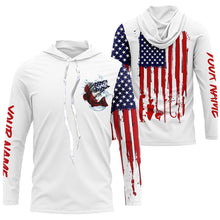 Load image into Gallery viewer, American flag Largemouth Bass fishing personalized patriotic UV Protection Fishing Shirts for mens NQS5457