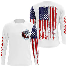 Load image into Gallery viewer, American flag Largemouth Bass fishing personalized patriotic UV Protection Fishing Shirts for mens NQS5457