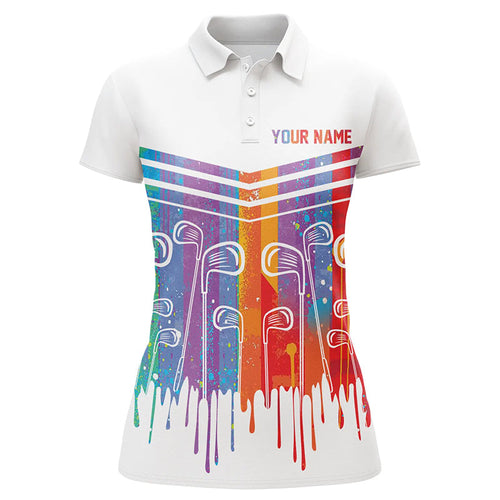 Rainbow Color Golf clubs Women golf polo shirts custom white golf apparel for women, cool golf gifts NQS8248