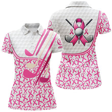 Load image into Gallery viewer, Personalized pink ribbons pattern golf clubs polo shirt for women custom breast cancer golf shirts NQS8459