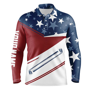 Red, white and blue American Flag Mens golf polo shirts custom patriotic golf outfit for men NQS8707