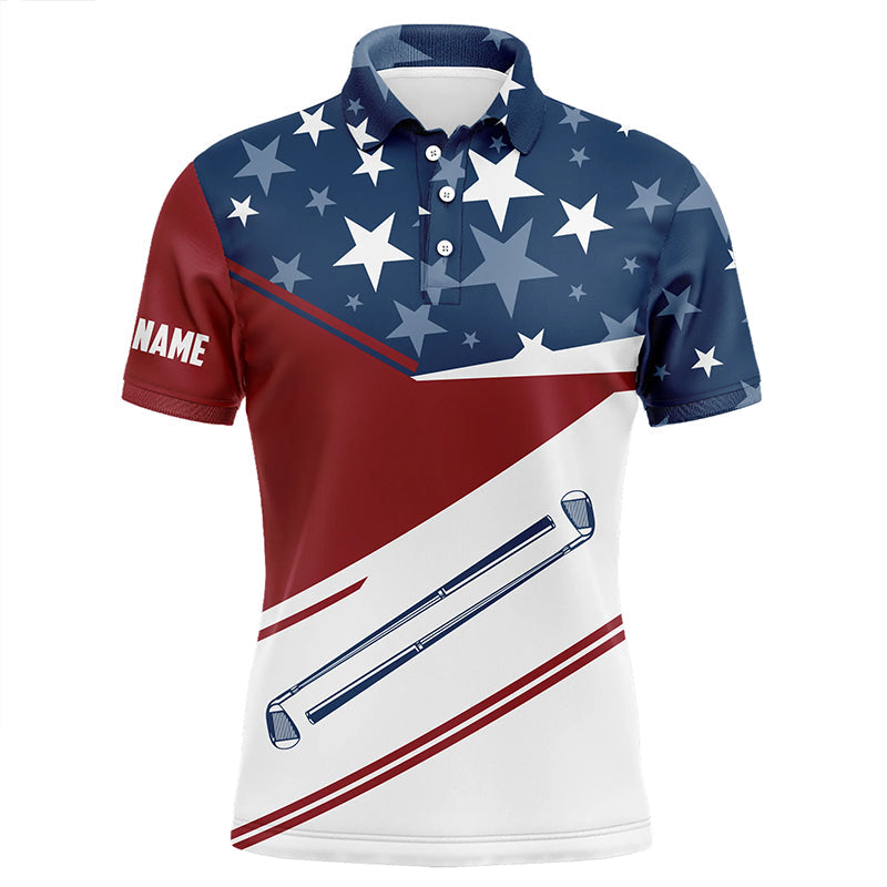 Red, white and blue American Flag Mens golf polo shirts custom patriotic golf outfit for men NQS8707