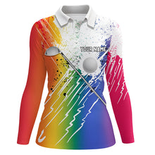 Load image into Gallery viewer, Rainbow grunge pattern Women golf polo shirt custom golf ball clubs golf clothes for ladies NQS8708