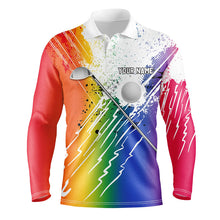 Load image into Gallery viewer, Rainbow grunge pattern Mens golf polo shirts custom golf ball clubs golf clothes for men NQS8708