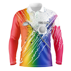 Rainbow grunge pattern Mens golf polo shirts custom golf ball clubs golf clothes for men NQS8708