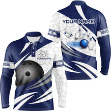Load image into Gallery viewer, Blue and White Camo Bowling Shirt for Men Custom Bowling Team League Jerseys bowlers outfit NQS8937