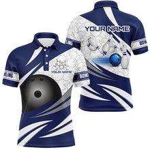 Load image into Gallery viewer, Blue and White Camo Bowling Shirt for Men Custom Bowling Team League Jerseys bowlers outfit NQS8937