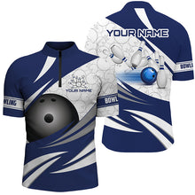 Load image into Gallery viewer, Blue and White Camo Bowling Shirt for Men Custom Bowling Team League Jerseys bowlers outfit NQS8937