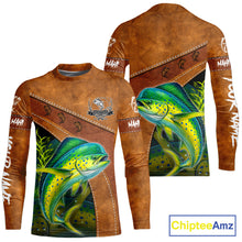 Load image into Gallery viewer, Mahi Mahi fishing UV protection custom name fishing shirts, performance shirts for men, women, kid NQS11459
