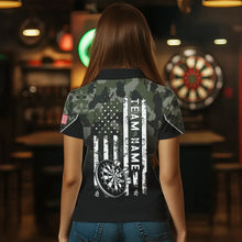Load image into Gallery viewer, Black Green Camo Women Darts Shirts Custom American Flag patriotic Team Darts Jersey NQS9523