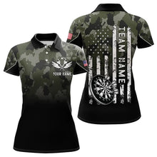 Load image into Gallery viewer, Black Green Camo Women Darts Shirts Custom American Flag patriotic Team Darts Jersey NQS9523