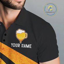 Load image into Gallery viewer, Custom Yellow Funny Beer Golf Polo Shirts For Men, golf outfits for men, Personalized golf gifts NQS11647