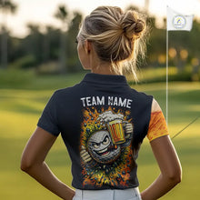 Load image into Gallery viewer, Custom Yellow Funny Beer Golf Polo Shirts For Women, golf outfits for ladies, Personalized golf gifts NQS11647