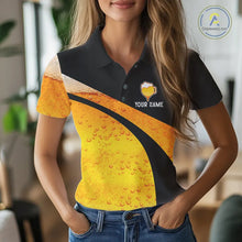 Load image into Gallery viewer, Custom Yellow Funny Beer Golf Polo Shirts For Women, golf outfits for ladies, Personalized golf gifts NQS11647