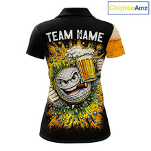 Load image into Gallery viewer, Custom Yellow Funny Beer Golf Polo Shirts For Women, golf outfits for ladies, Personalized golf gifts NQS11647