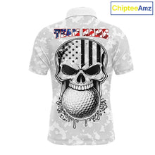 Load image into Gallery viewer, Personalized American Flag Skull Eagle Camo Golf Polo Shirts For Men, Patriotic Mens Golf Outfits NQS11649