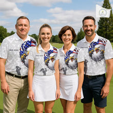Load image into Gallery viewer, Personalized American Flag Skull Eagle Camo Golf Polo Shirts For Women, Patriotic Ladies Golf Outfits NQS11649