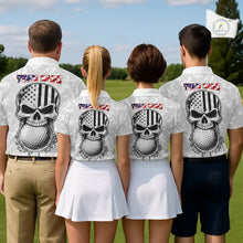 Load image into Gallery viewer, Personalized American Flag Skull Eagle Camo Golf Polo Shirts For Women, Patriotic Ladies Golf Outfits NQS11649