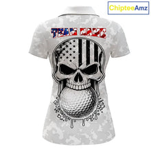 Load image into Gallery viewer, Personalized American Flag Skull Eagle Camo Golf Polo Shirts For Women, Patriotic Ladies Golf Outfits NQS11649