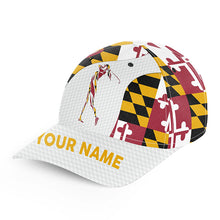 Load image into Gallery viewer, Girls golf hat for women custom name Maryland flag patriot baseball women&#39;s golf cap NQS7468