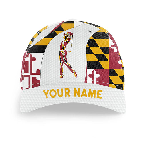 Mens golf hat for men custom name Maryland flag patriot baseball men's golf cap NQS7468