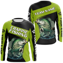 Load image into Gallery viewer, Black Green Crappie fishing Custom Long Sleeve Tournament Fishing Shirts, Crappie Fishing Jerseys NQS7476