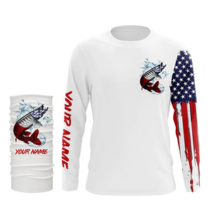 American flag Musky fishing personalized patriotic UV Protection Muskie Fishing Shirt for men, women NQS5741