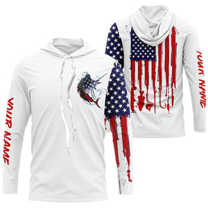 American flag Sailfish fishing personalized patriotic UV Protection Sailfish Fishing Shirts for men NQS5742